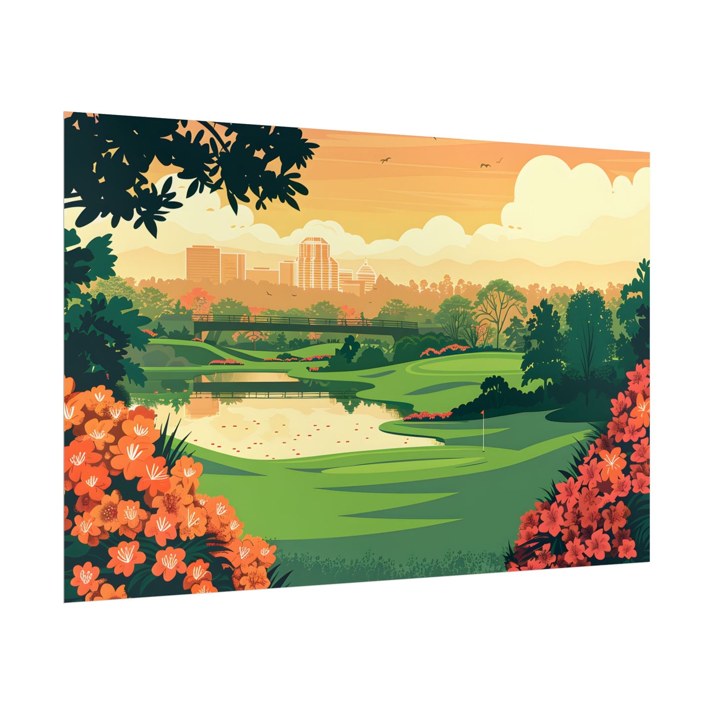 Retro Golf Illustration: Augusta National Georgia - Poster