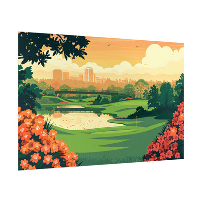 Retro Golf Illustration: Augusta National Georgia - Poster