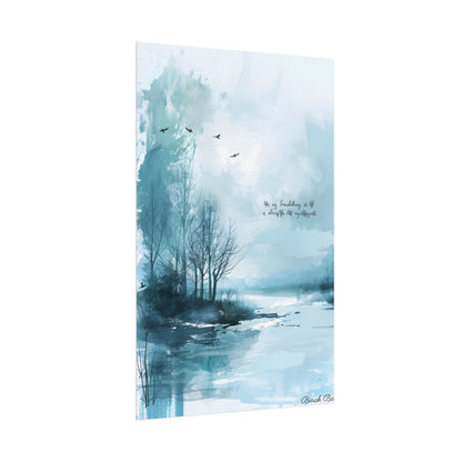 Serene Landscape: A Peaceful Nature Scene with Inspirational Quote - Poster