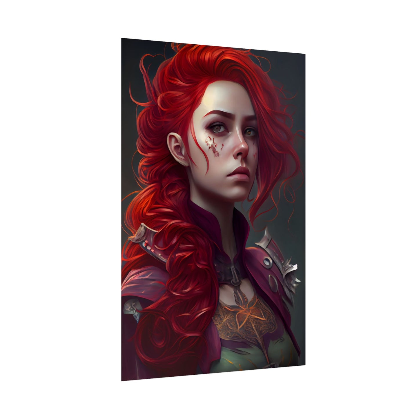 Realistic Red Hair Portrait: Soft Light Artwork - Poster