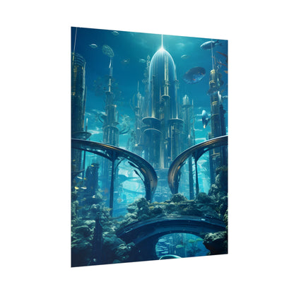 Underwater City of the Future: Sleek Modern Architecture - Poster
