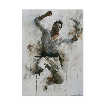 Watercolor Artwork: Man Dancing in Dynamic Movement - Poster