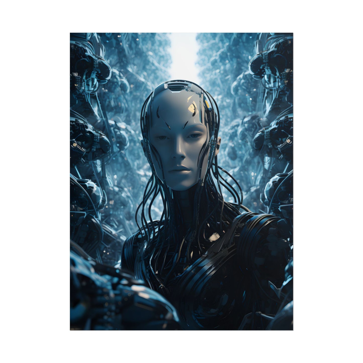 Robot Orchestra Symphony: Futuristic City Digital Art - Poster