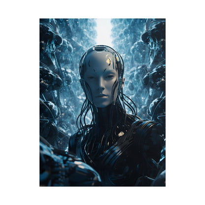 Robot Orchestra Symphony: Futuristic City Digital Art - Poster