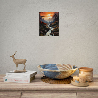 Breathtaking Waterfall: Vibrant Oil Painting Art - Poster
