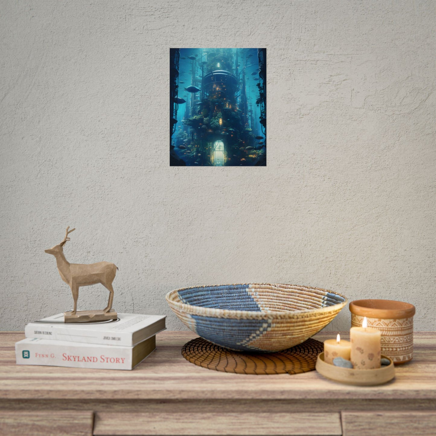 Futuristic Underwater City: Blue Horizon Digital Art - Poster
