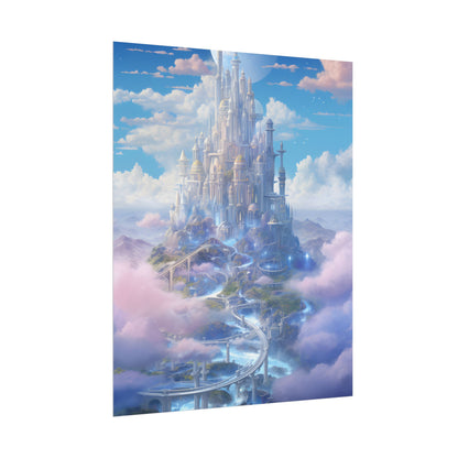 Floating City in Celestial Realm: Serene Fantasy Artwork - Poster