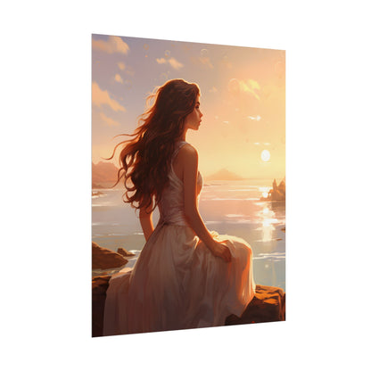 Vibrant Beach Scene: Summer Day with Sun-Kissed Figure - Poster