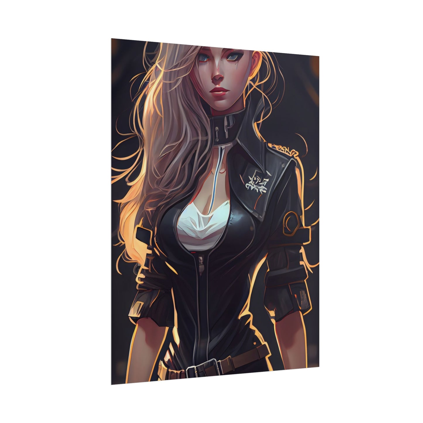 Blonde Female Police Officer: Calm Professional in Hotel Lobby - Poster