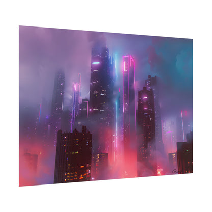 Futuristic Cityscape: Neon Dreams in the Urban Sky - Poster