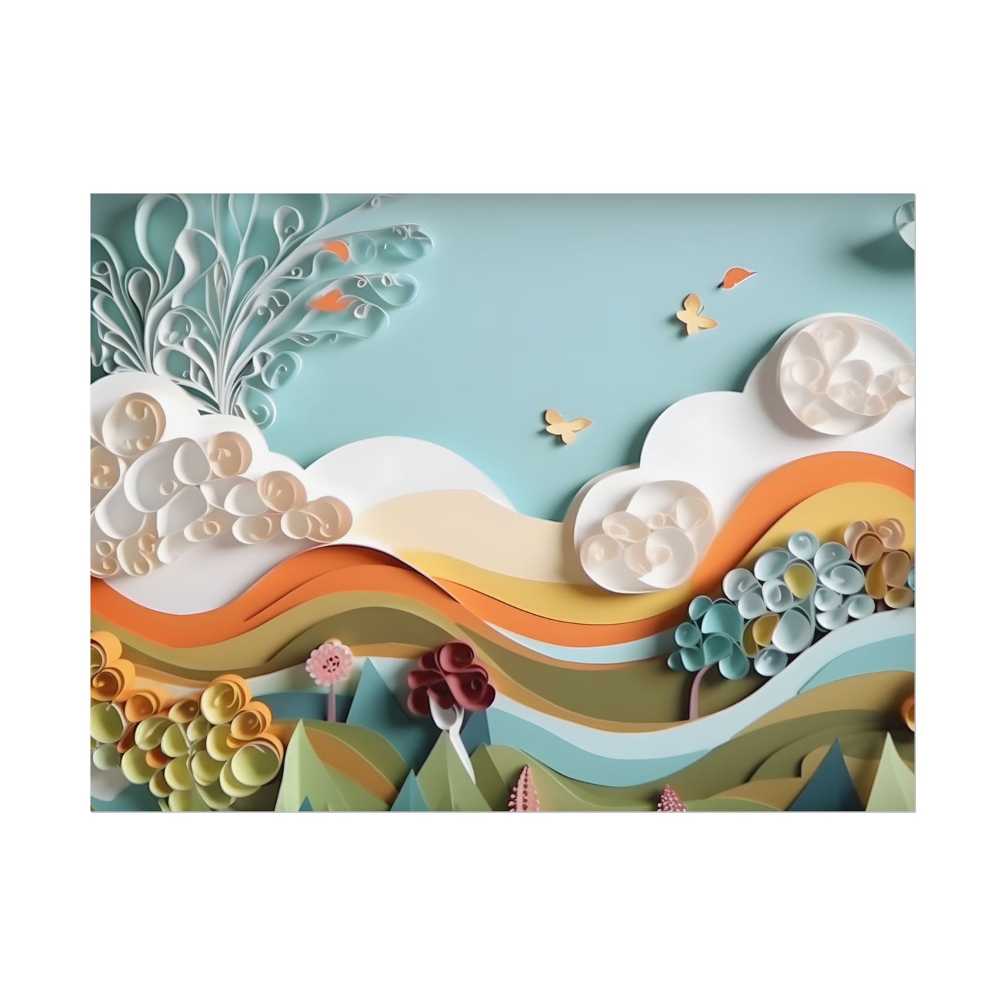 Peaceful Beach Serenade: Paper Quilling Art - Poster