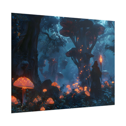 Mystical Forest Encounter: Vibrant Witch Artwork - Poster