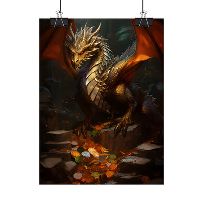 Ancient Fantasy Dragon Guard: Majestic Creature Art - Poster