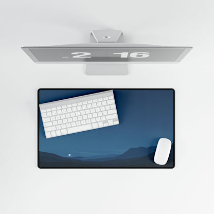 Minimalist Night Sky: Stars and Crescent Moon Art - Desk Mat