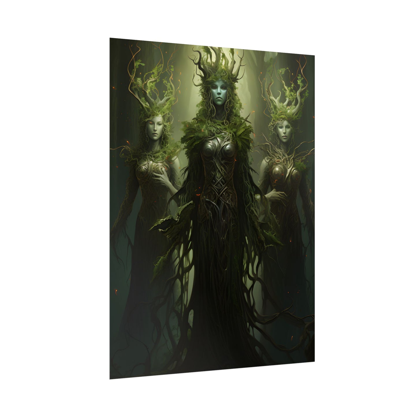 Mystical Forest Guardians: Ancient Tree Spirits Digital Art - Poster