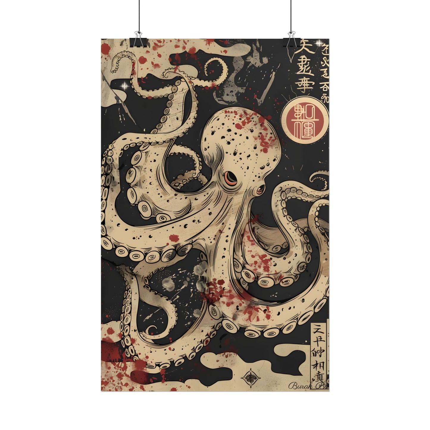 Stylized Japanese Octopus: Minimal Artwork - Poster