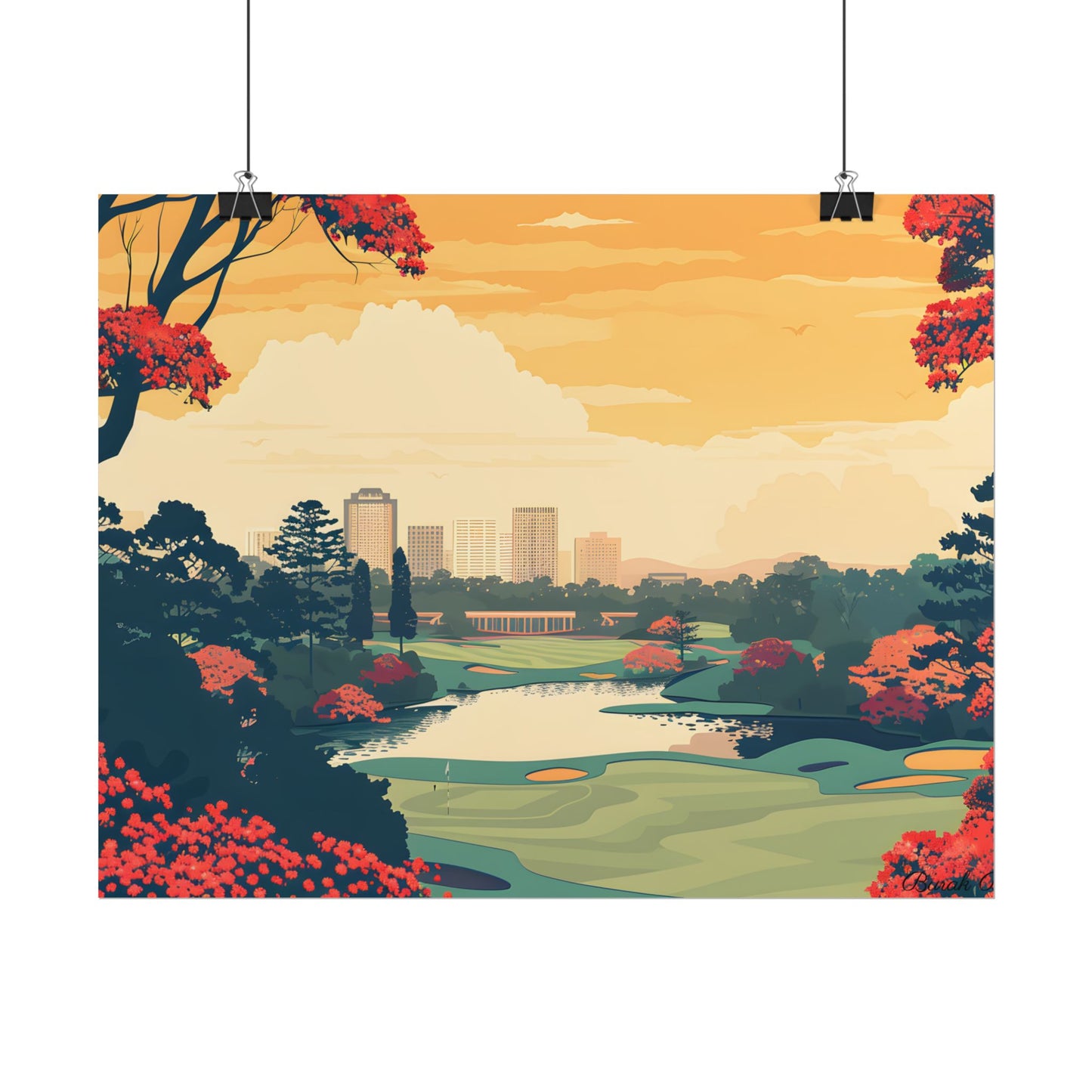 Retro-Style Augusta Georgia Golf Course: Vibrant Illustration Art - Poster