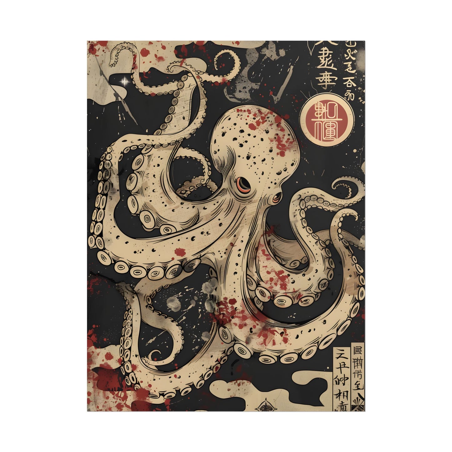 Stylized Japanese Octopus: Minimal Artwork - Poster