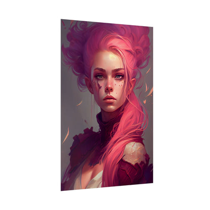 Enigmatic Portrait: Pink Hair in Darkness - Poster