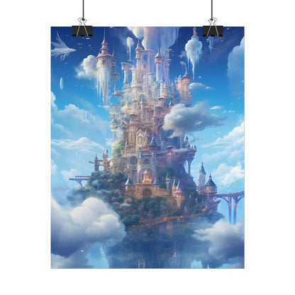 Floating City in Celestial Fantasy Realm: Dreamlike Digital Art - Poster