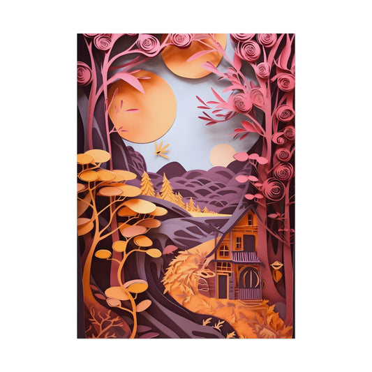 Colorful American Landscape: Paper Quilling Artwork in Full Bloom - Poster