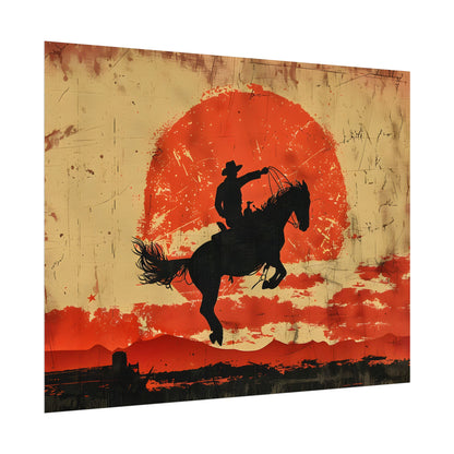 Vintage Rodeo Cowboy: Classic Bucking Bronco Art - Poster