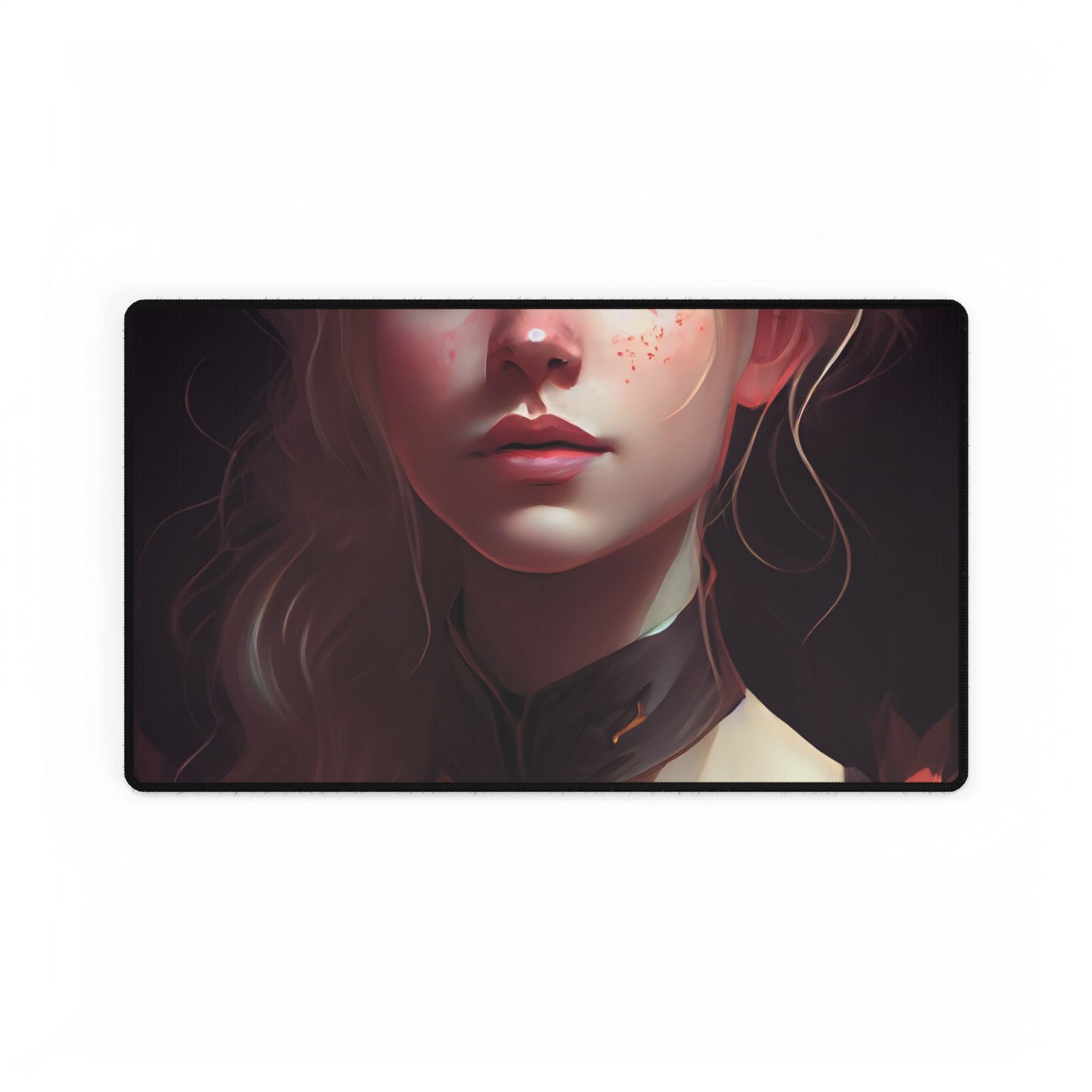 Astonishing Blonde Portrait: Artistic Beauty in Darkness - Desk Mat