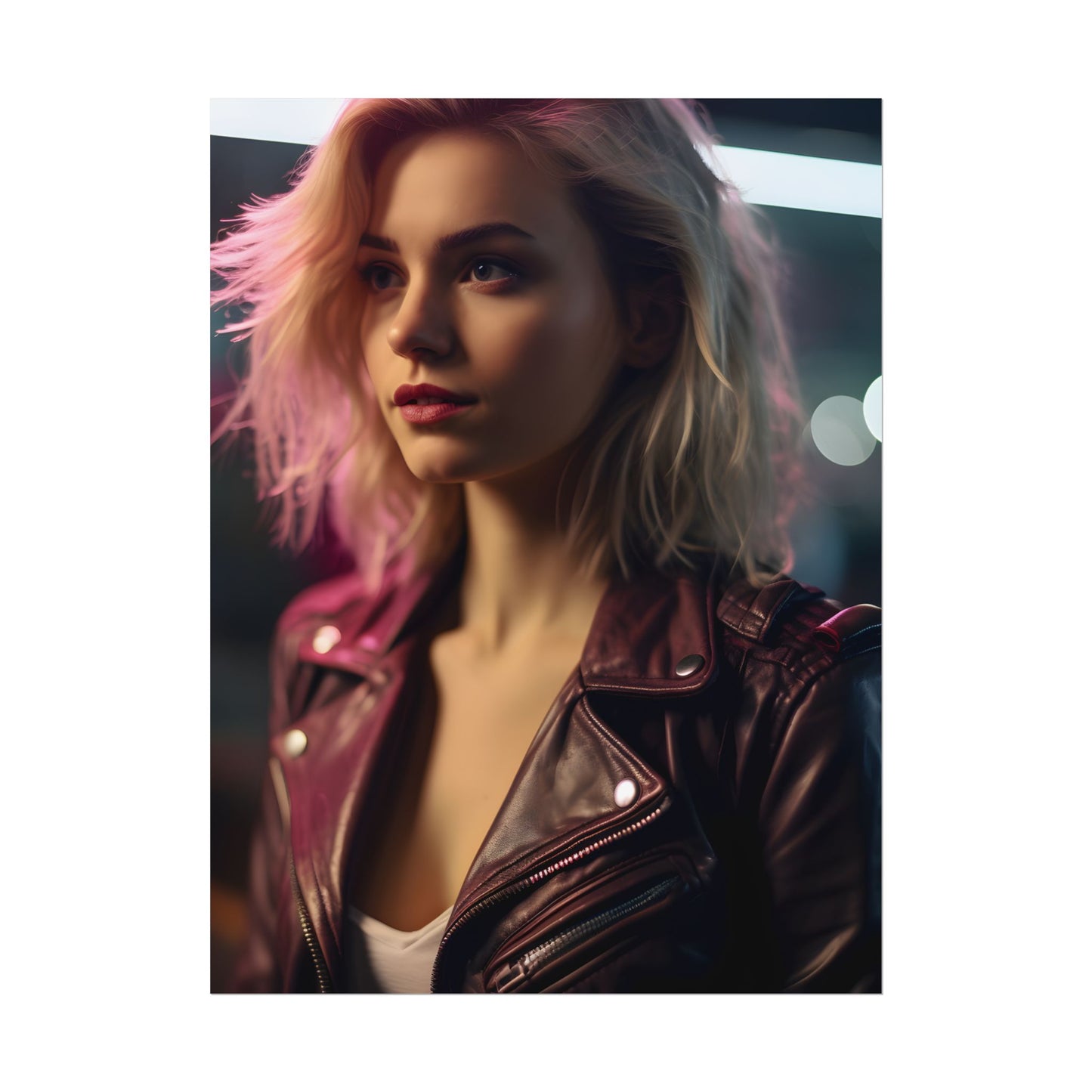 Cyberpunk Teen Close-Up: Digital Artwork - Poster