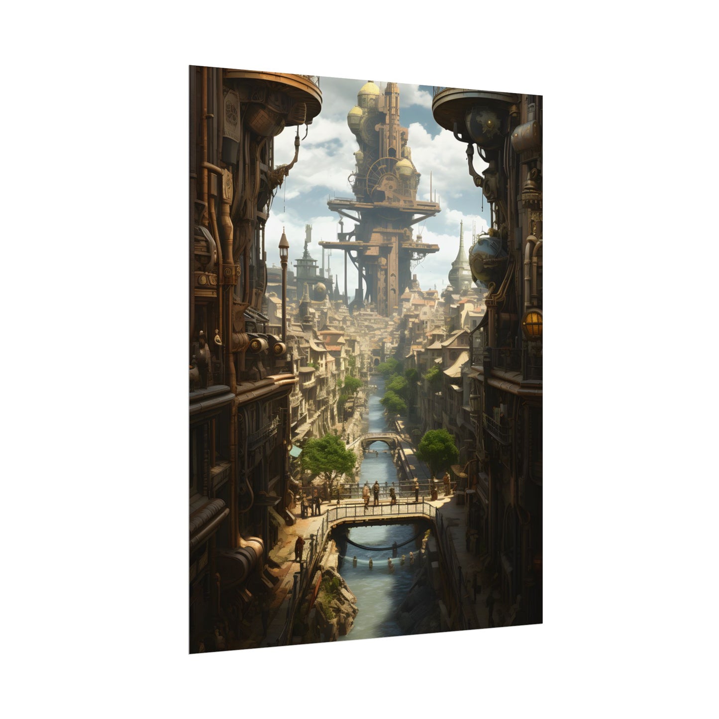 Steampunk Paris 1875: Vintage Cityscape Artwork - Poster