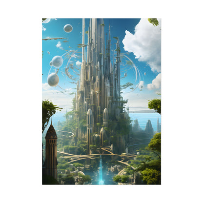 Breathtaking Floating City: Urban Waterways Digital Art - Poster