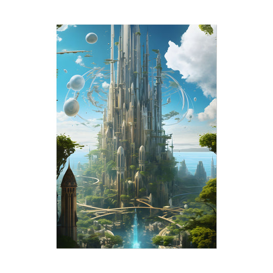 Breathtaking Floating City: Urban Waterways Digital Art - Poster