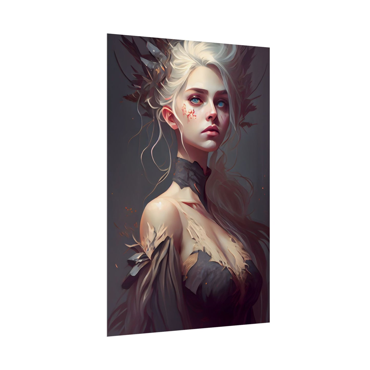 Elegant Blonde Portrait: Outdoor Woman in Dress - Poster