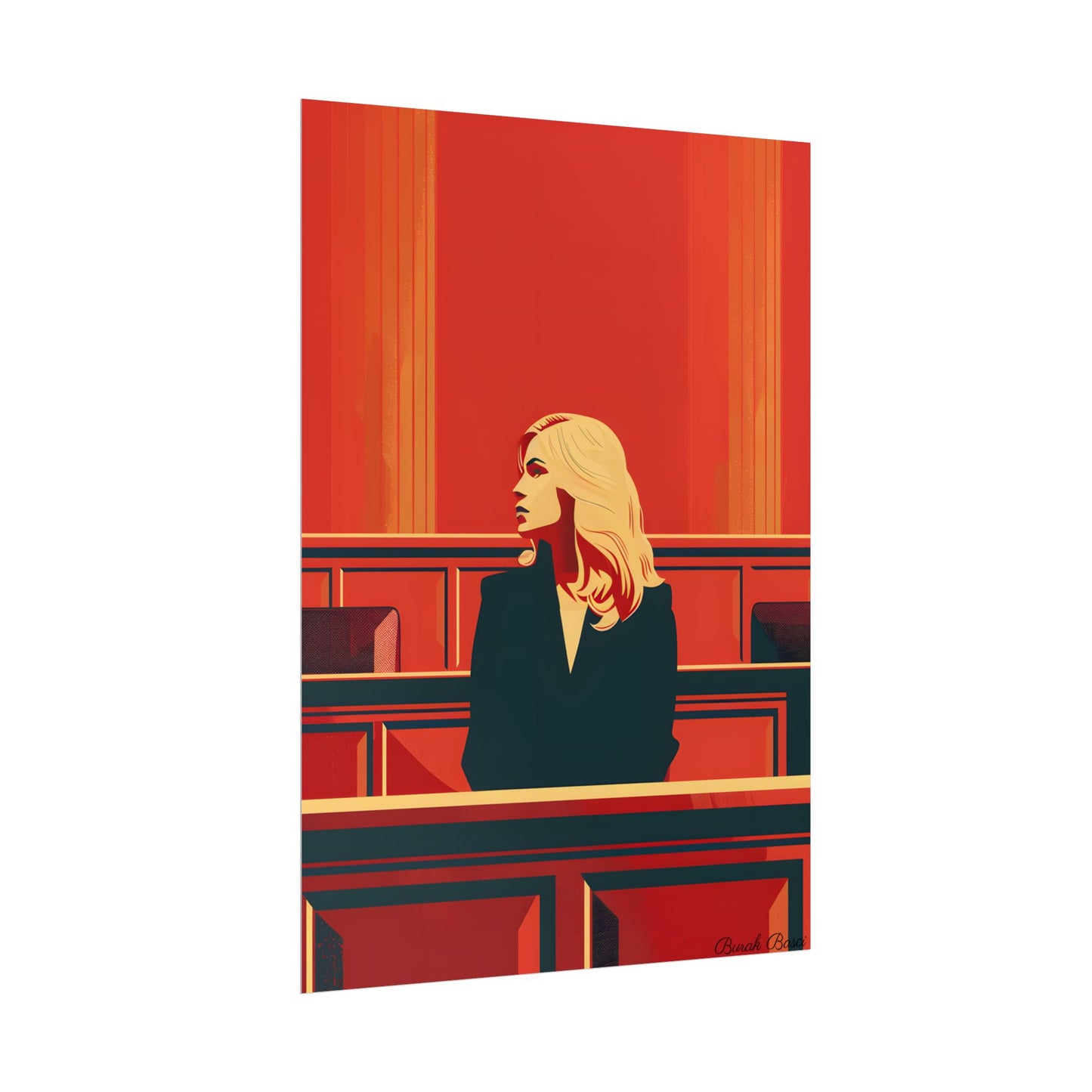 Elegant Woman in White: Modern Art Portrait - Poster