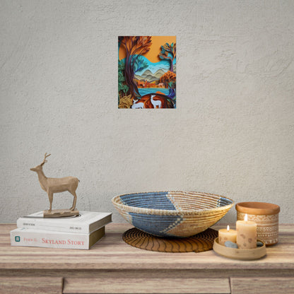 Vibrant African Landscape: Eye-Catching Paper Quilling Art - Poster