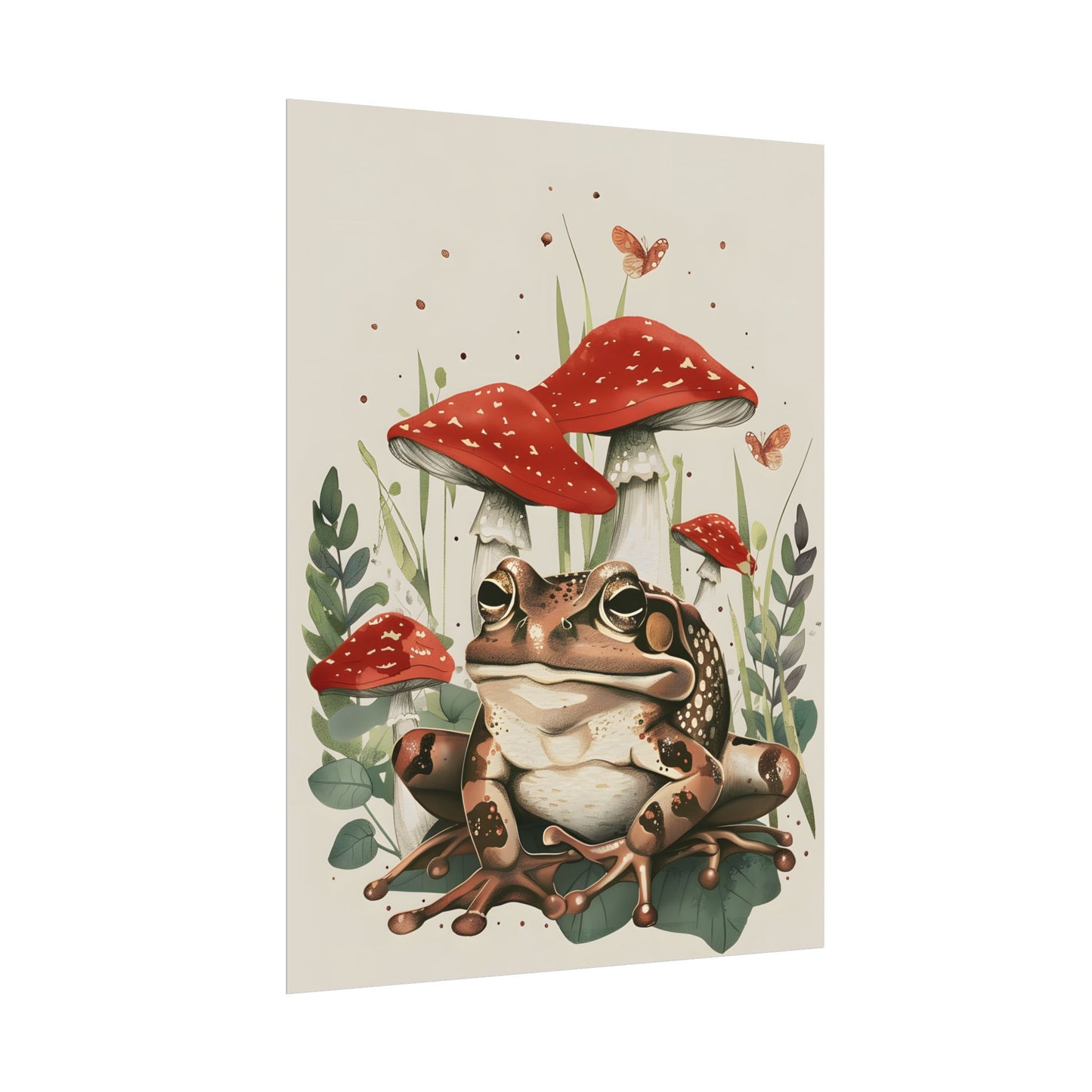 Retro Frog Smile: Colorful Mushroom Friends - Poster