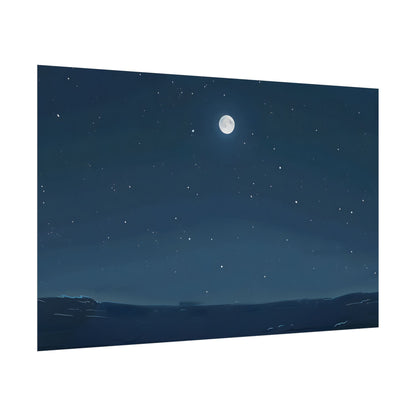 Starry Night Sky: Minimalist Beauty in Blue - Poster