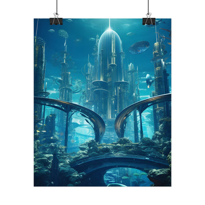 Underwater City of the Future: Sleek Modern Architecture - Poster