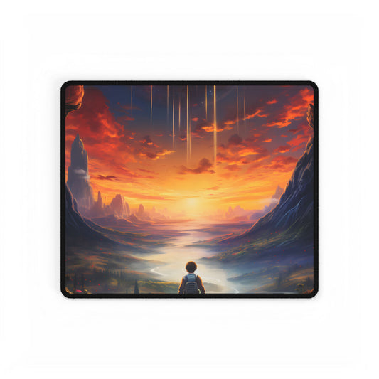 Futuristic Explorer in Wilderness: A Glimpse into Tomorrow - Desk Mat