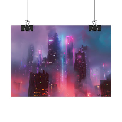 Futuristic Cityscape: Neon Dreams in the Urban Sky - Poster
