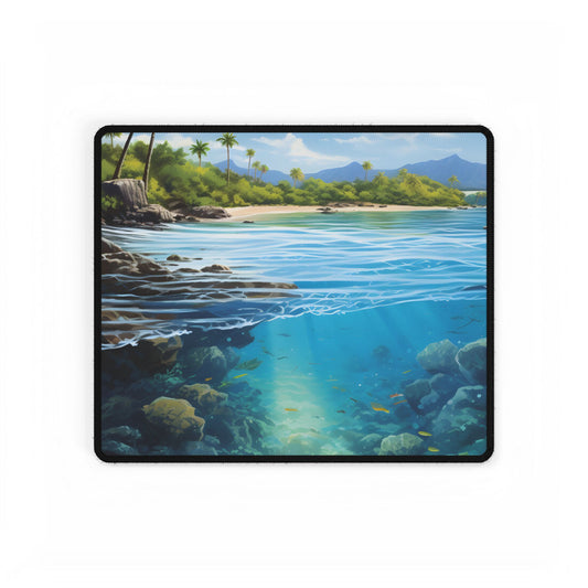 Tranquil Tropical Paradise: Relaxed Island Getaway Art - Desk Mat
