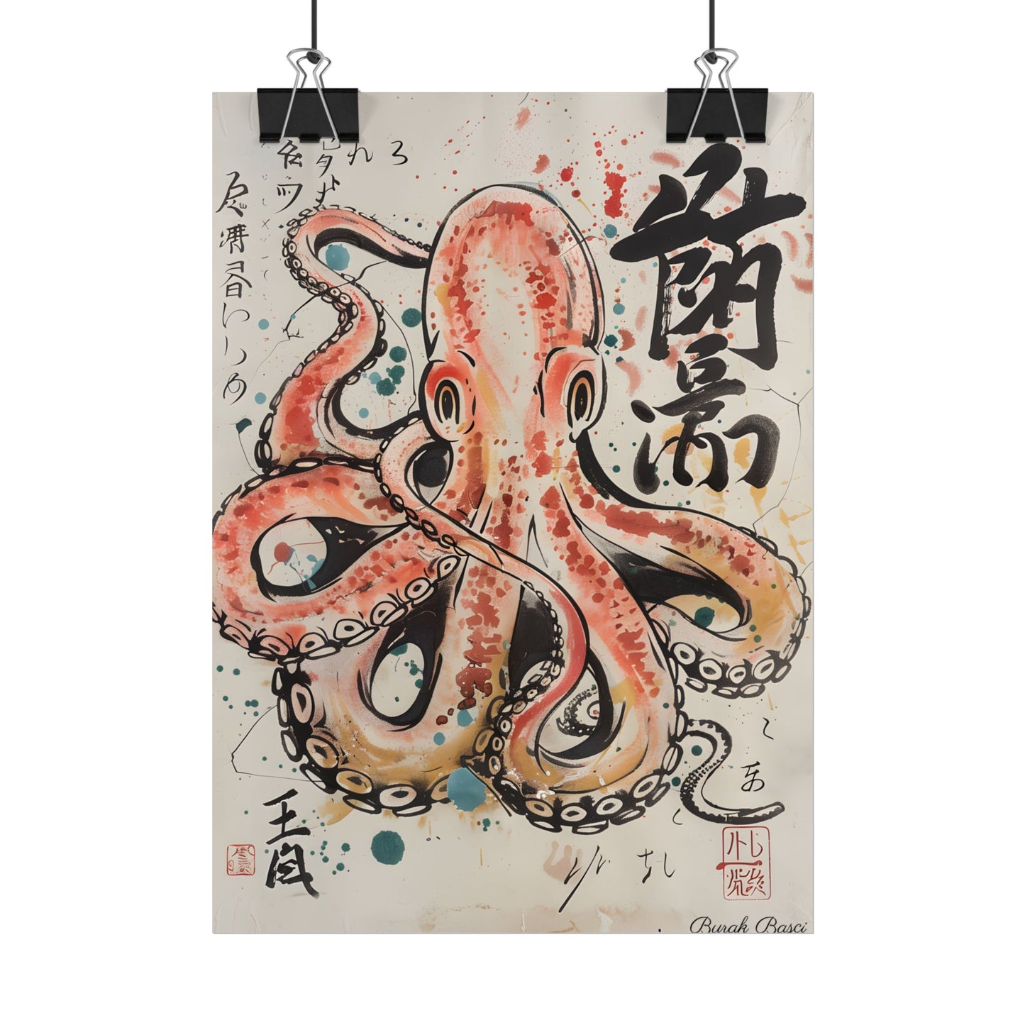Traditional Japanese Octopus Artwork: Ukiyo-e Print - Poster