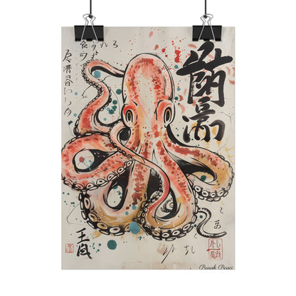 Traditional Japanese Octopus Artwork: Ukiyo-e Print - Poster