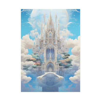 Floating City in Celestial Clouds: Fantasy Artwork - Poster