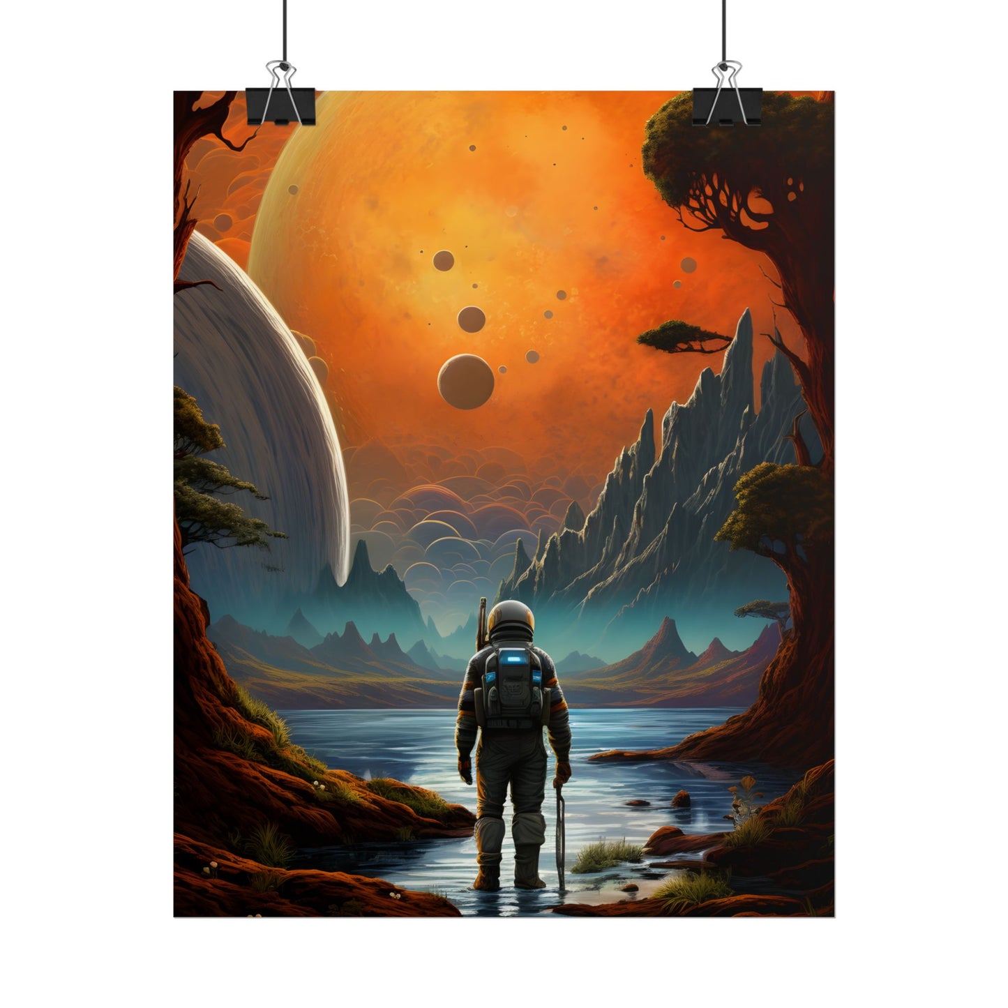 Futuristic Wilderness Explorer: Jetpack Adventure Art - Poster