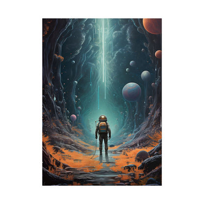 Futuristic Explorer: Sci-Fi Wilderness Encounter Digital Art - Poster