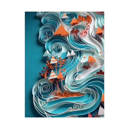 Paper Quilled Canyon Landscape: Natural Desert Artwork - Poster