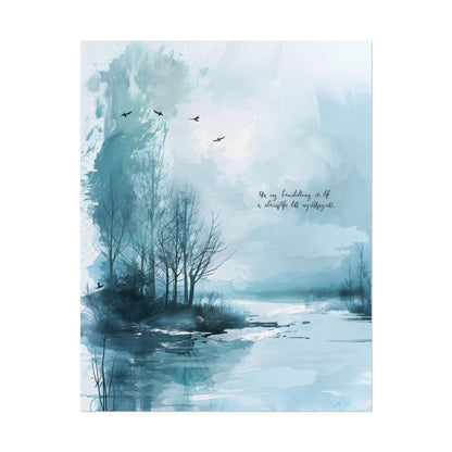 Serene Landscape: A Peaceful Nature Scene with Inspirational Quote - Poster