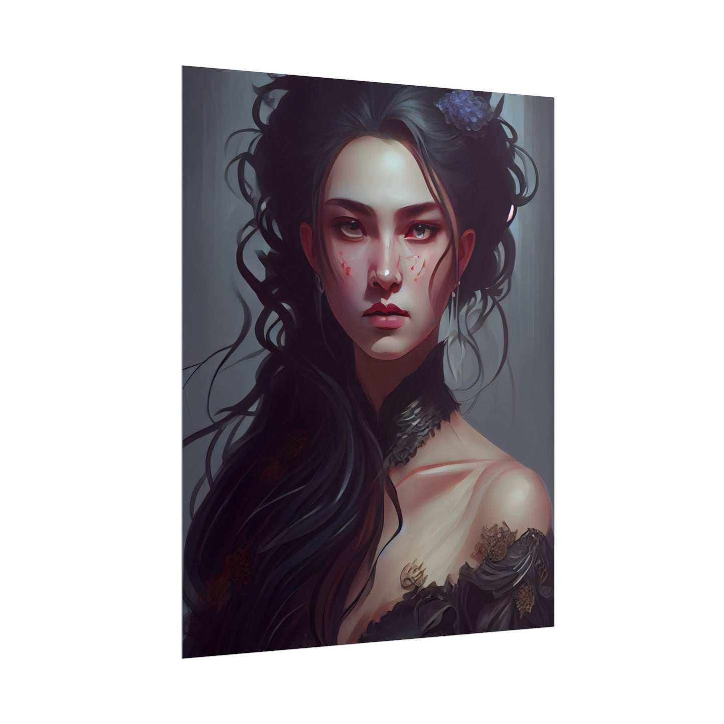 Astonishing Female Portrait: Dr. Black Hair Elegance - Poster