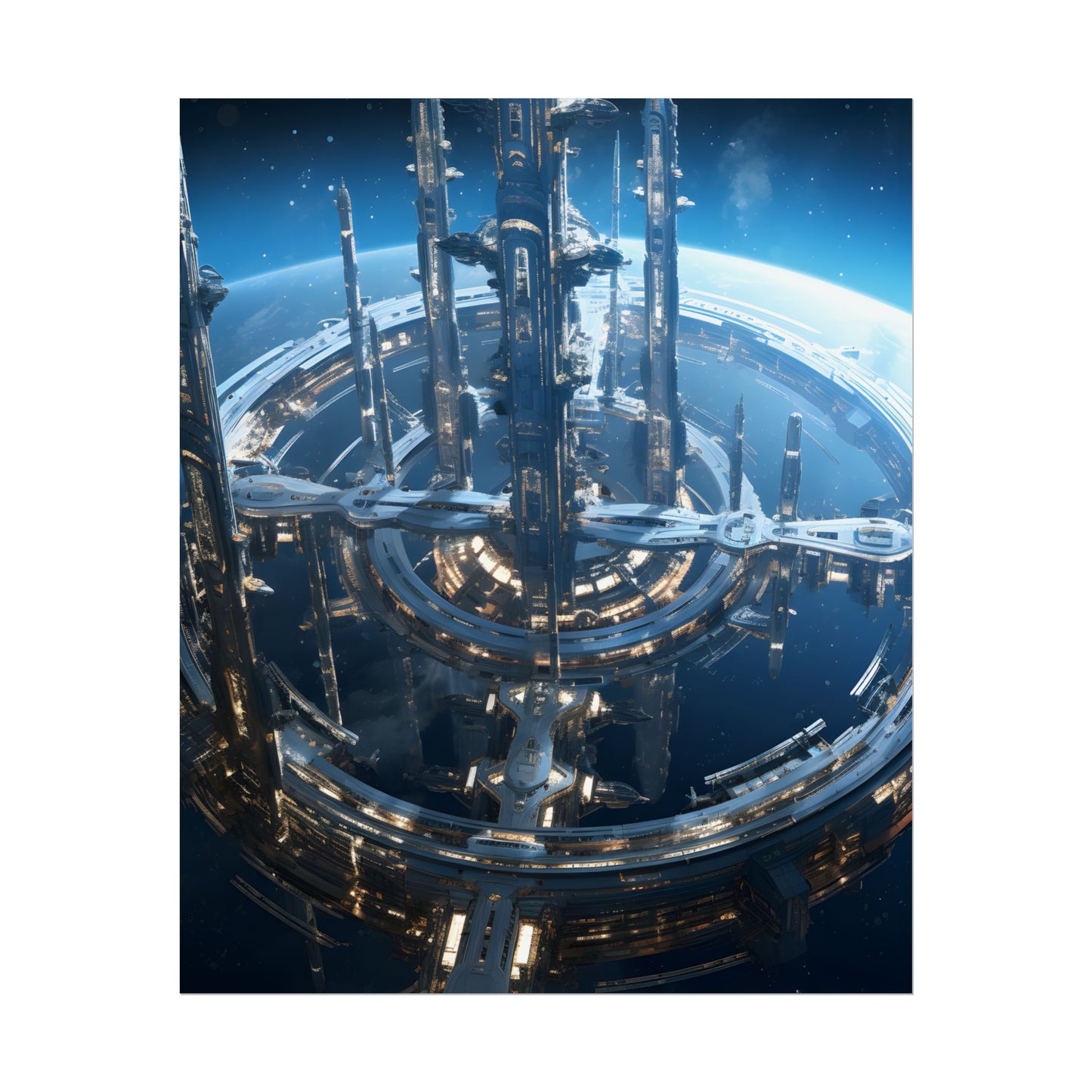 Futuristic Space Station: Aetherial Hub - Poster