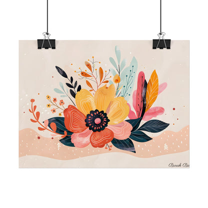 Blooming Growth: Vibrant Flower Artwork - Poster